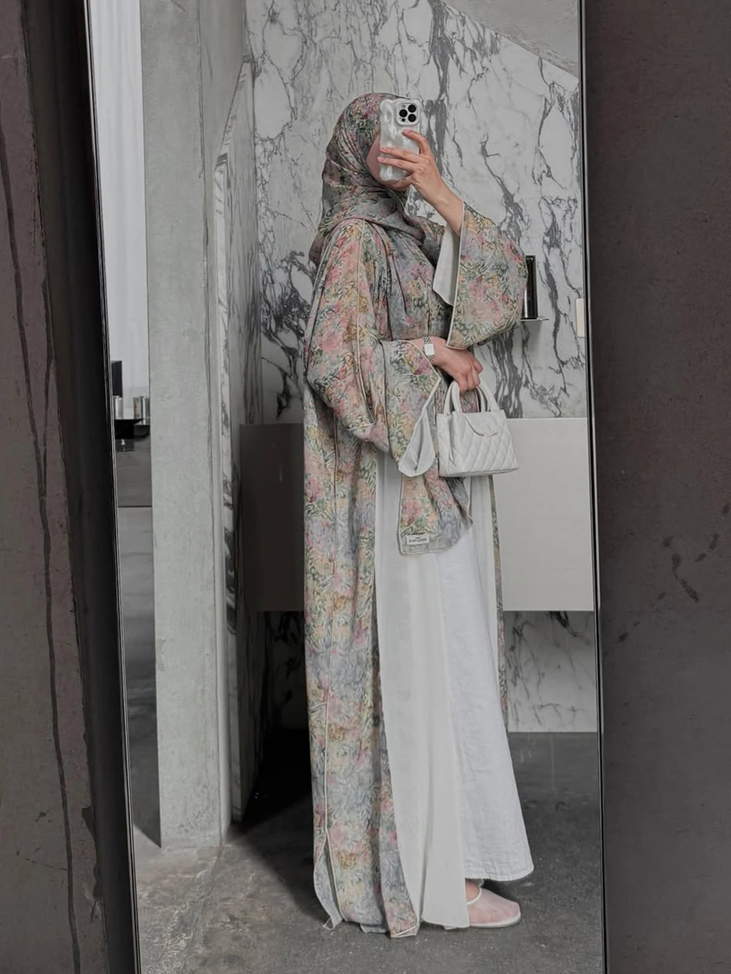 Middle Eastern Elegant Arabic Traditional Cardigan Long-Sleeved Floral Print