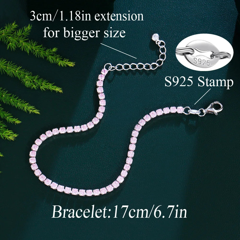 Pink Cubic Zirconia Tennis Bracelet