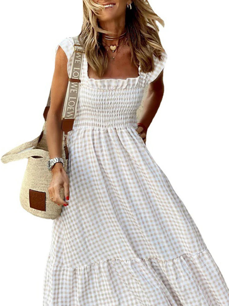 Summer Pleated Swing Maxi Dress