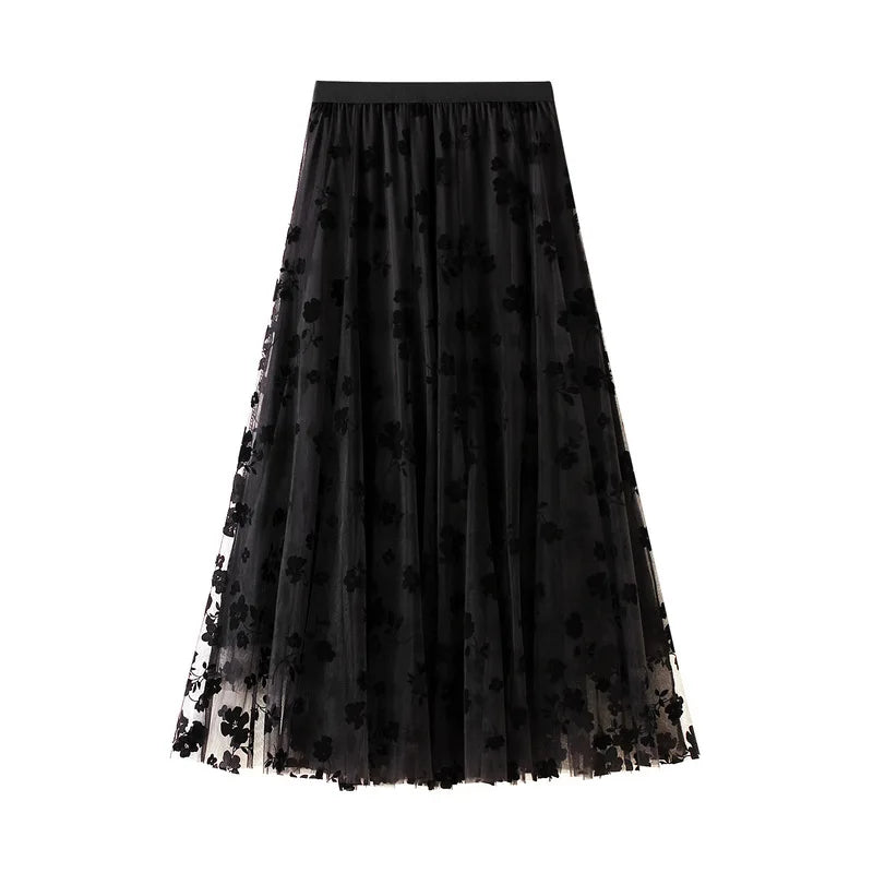 High-Waisted Mesh Skirt