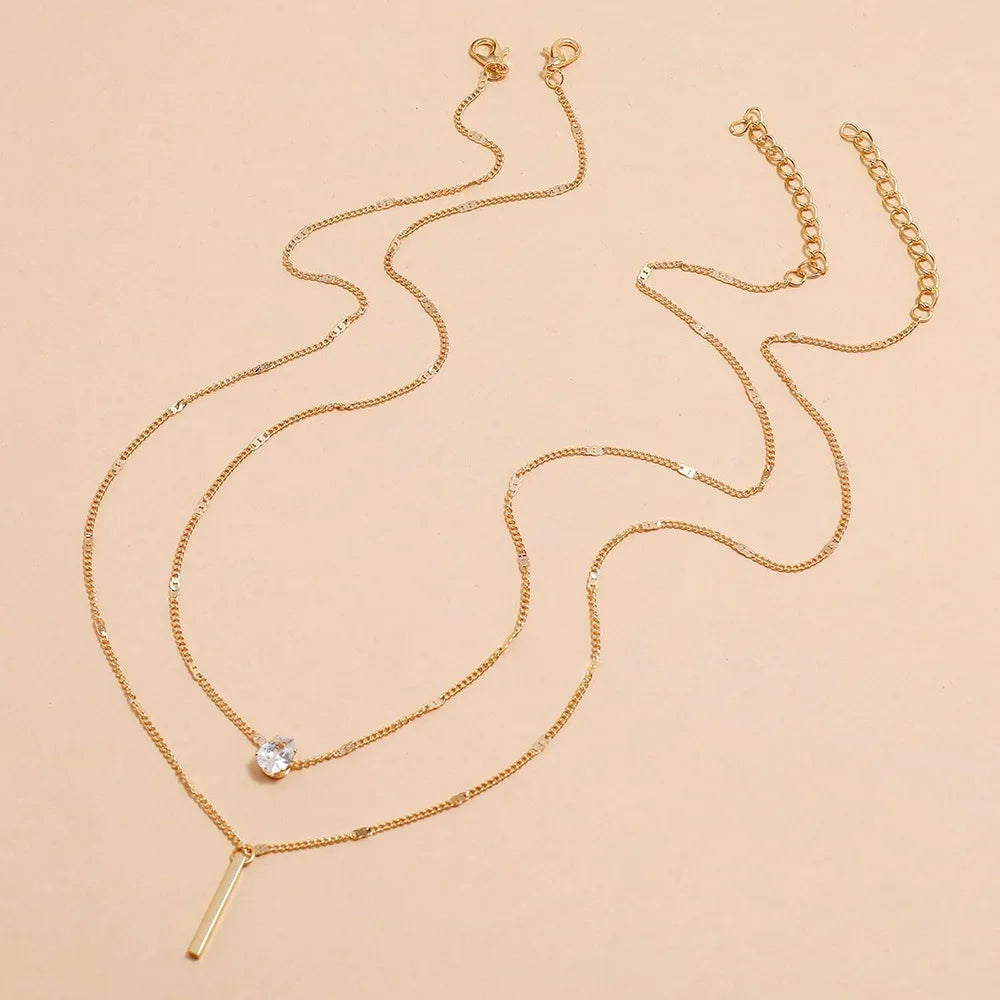 Double Drop Pendant Necklace
