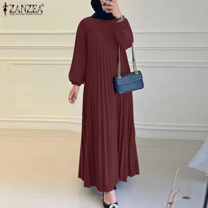 Women's Pleated Islamic Maxi Dress