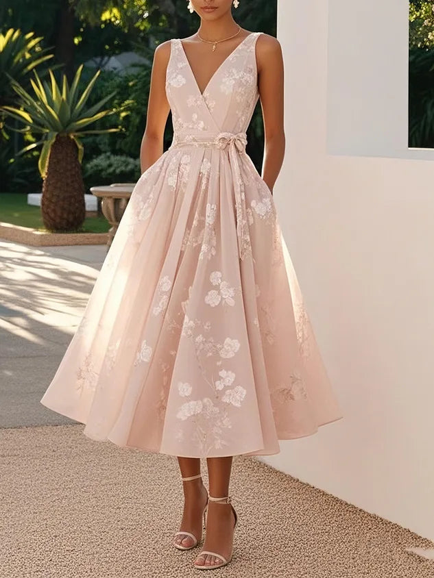 Chic Pleated A-Line Maxi Dress