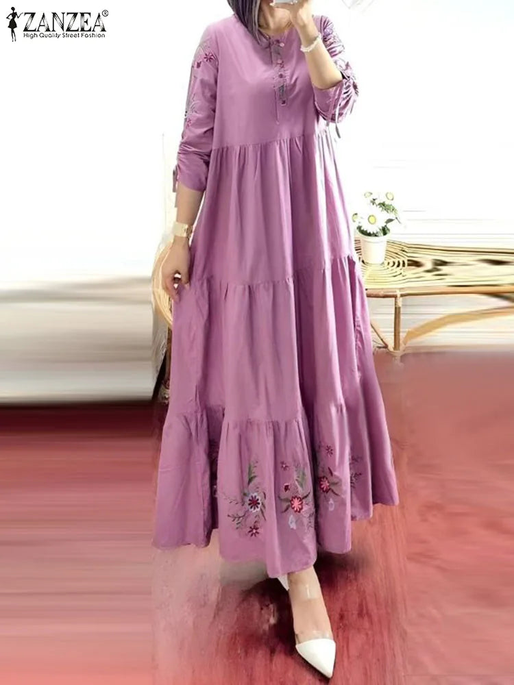Women's Floral Abaya-Inspired Maxi Dress