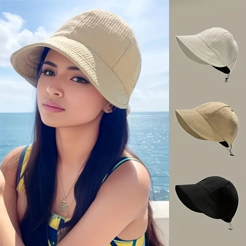 Women's Drawstring Waffle Pattern Baseball Cap