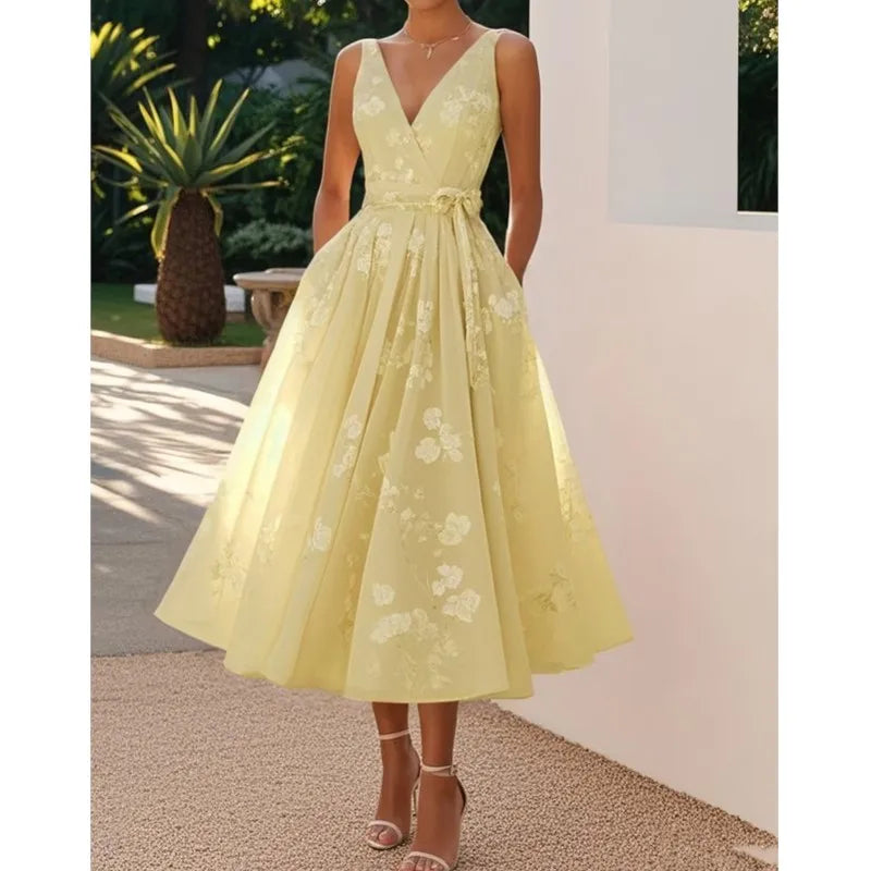 Chic Pleated A-Line Maxi Dress