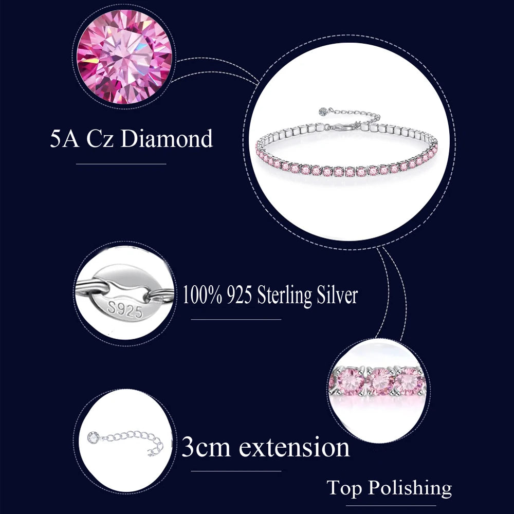 Pink Cubic Zirconia Tennis Bracelet