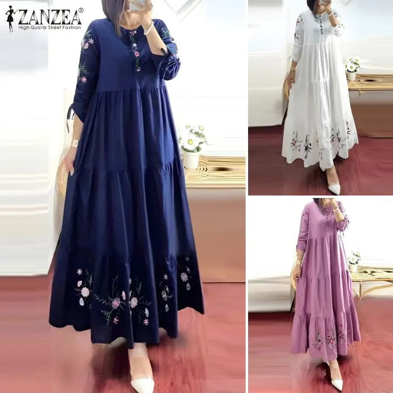 Women's Floral Abaya-Inspired Maxi Dress