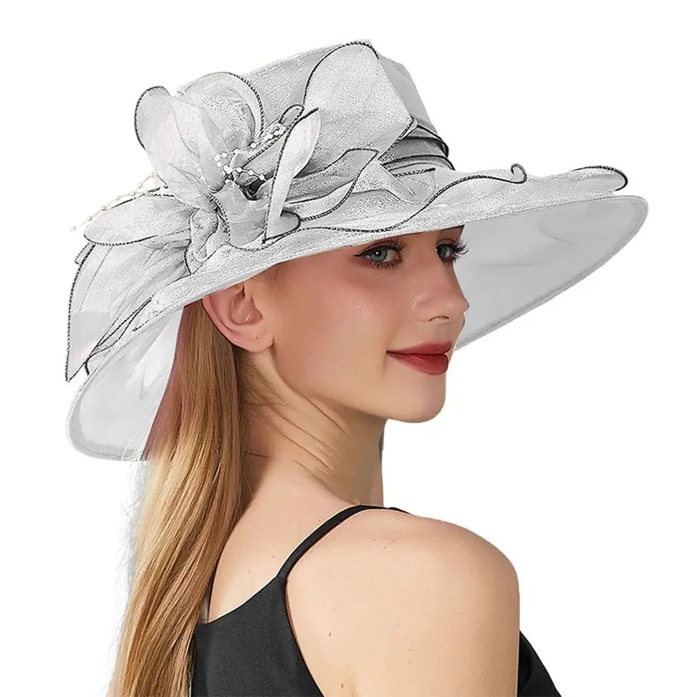 Solid Color Flowers Women Derby Hat