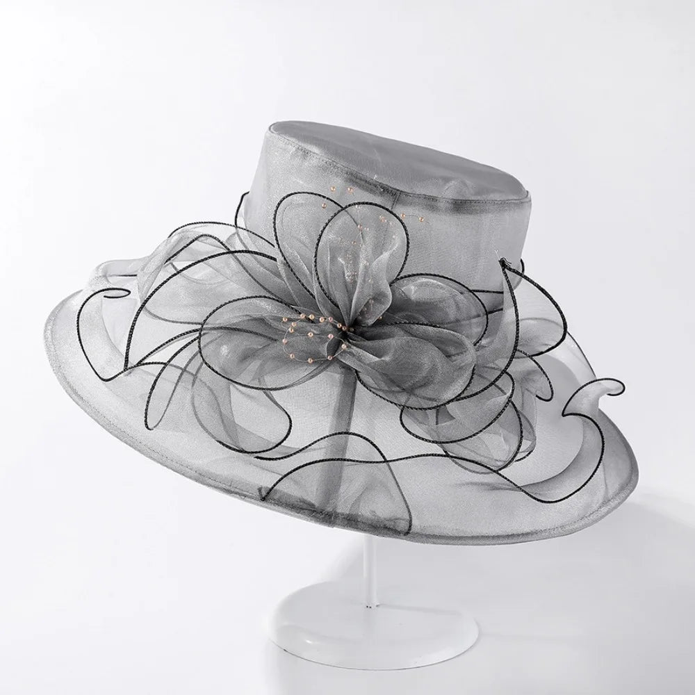 Solid Color Flowers Women Derby Hat