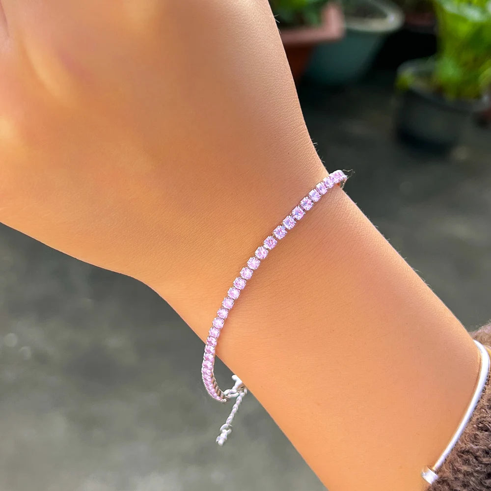 Pink Cubic Zirconia Tennis Bracelet