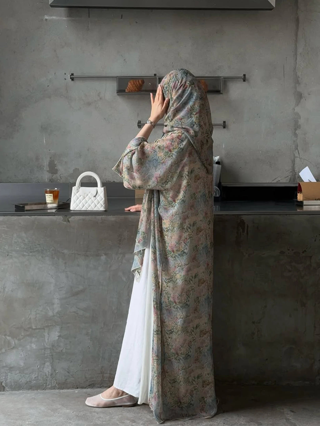 Middle Eastern Elegant Arabic Traditional Cardigan Long-Sleeved Floral Print