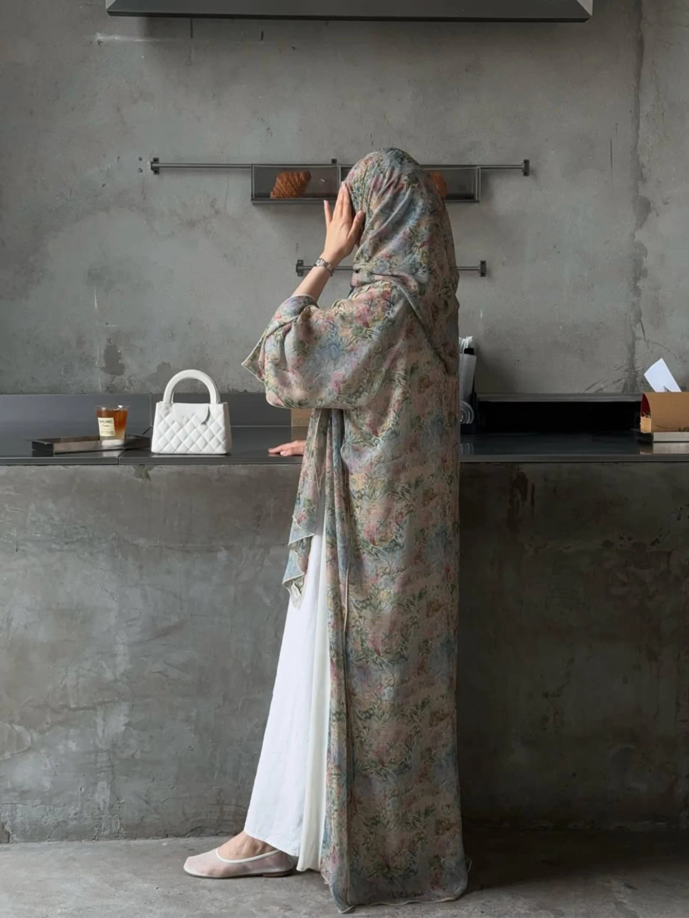 Middle Eastern Elegant Arabic Traditional Cardigan Long-Sleeved Floral Print