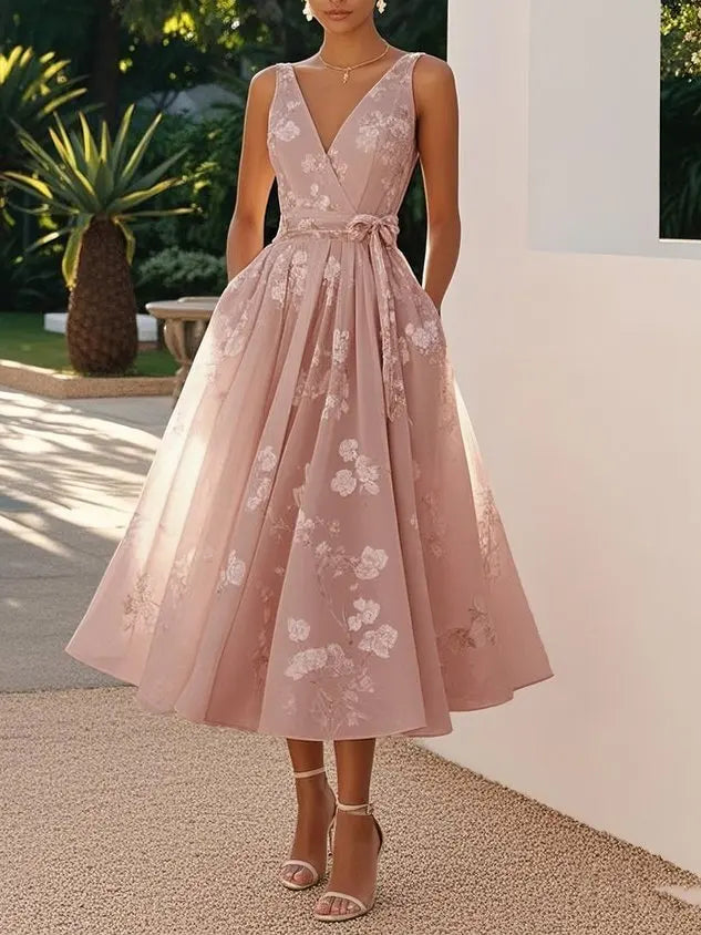 Chic Pleated A-Line Maxi Dress