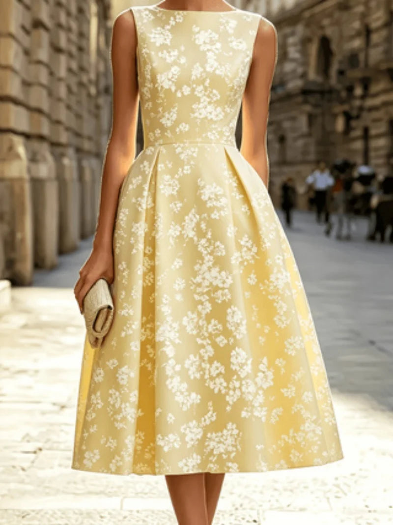 French-Inspired Floral Midi Dress