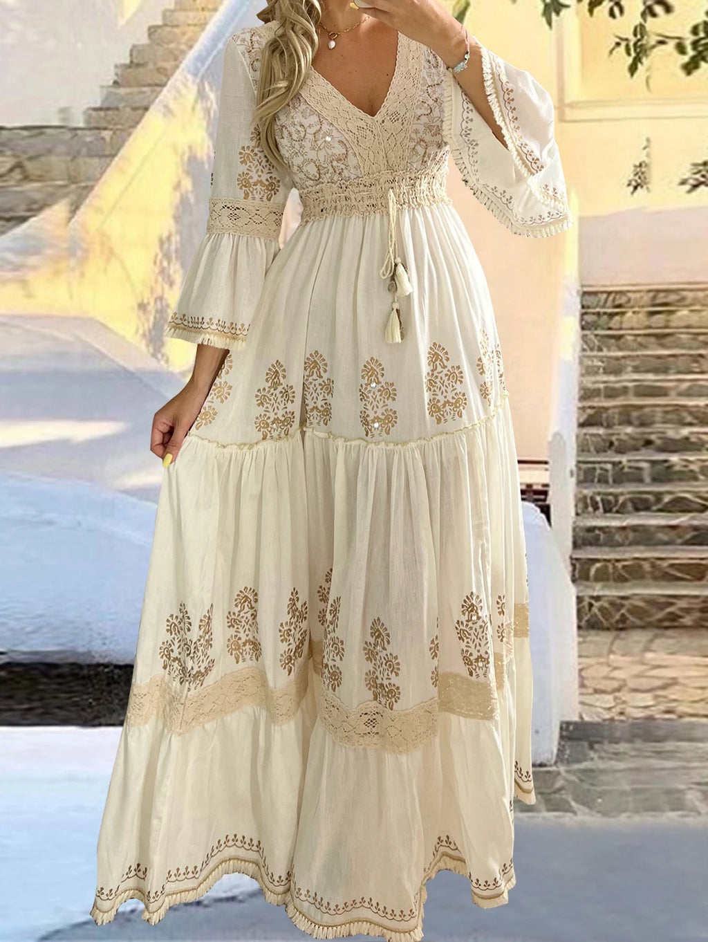 Women's Mesh Detail Long Dress