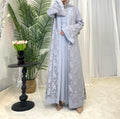 Lace two-piece outfit lace abaya inner dress and cardigan