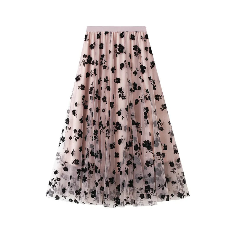 High-Waisted Mesh Skirt