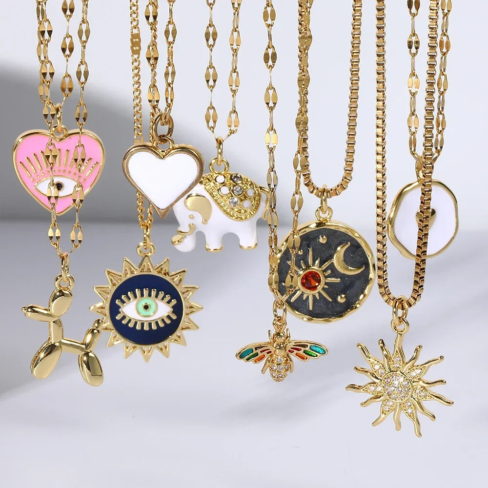 Multi-Charm Pendant Necklace