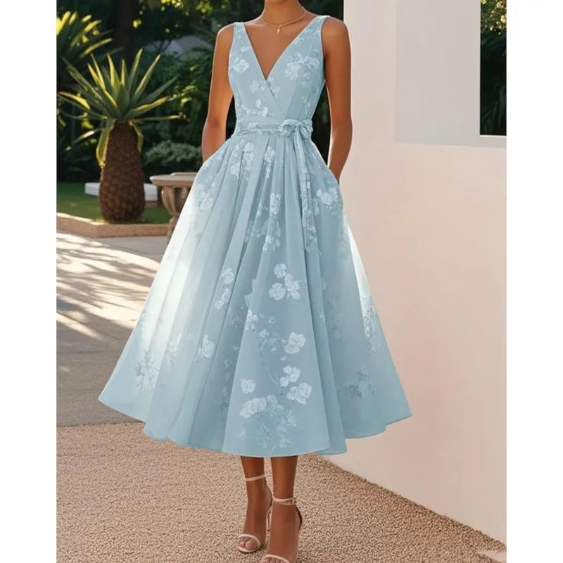 Chic Pleated A-Line Maxi Dress