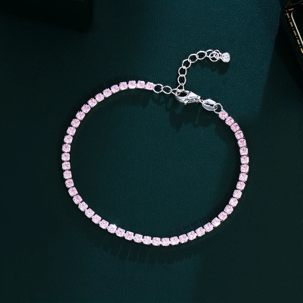 Pink Cubic Zirconia Tennis Bracelet