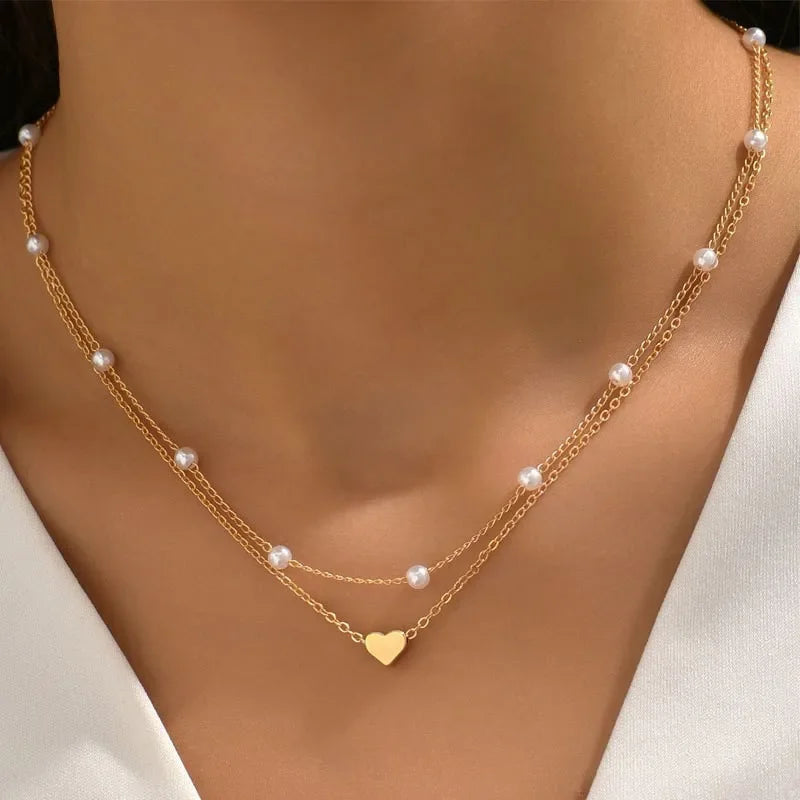 Cross & Heart Pendant Necklace