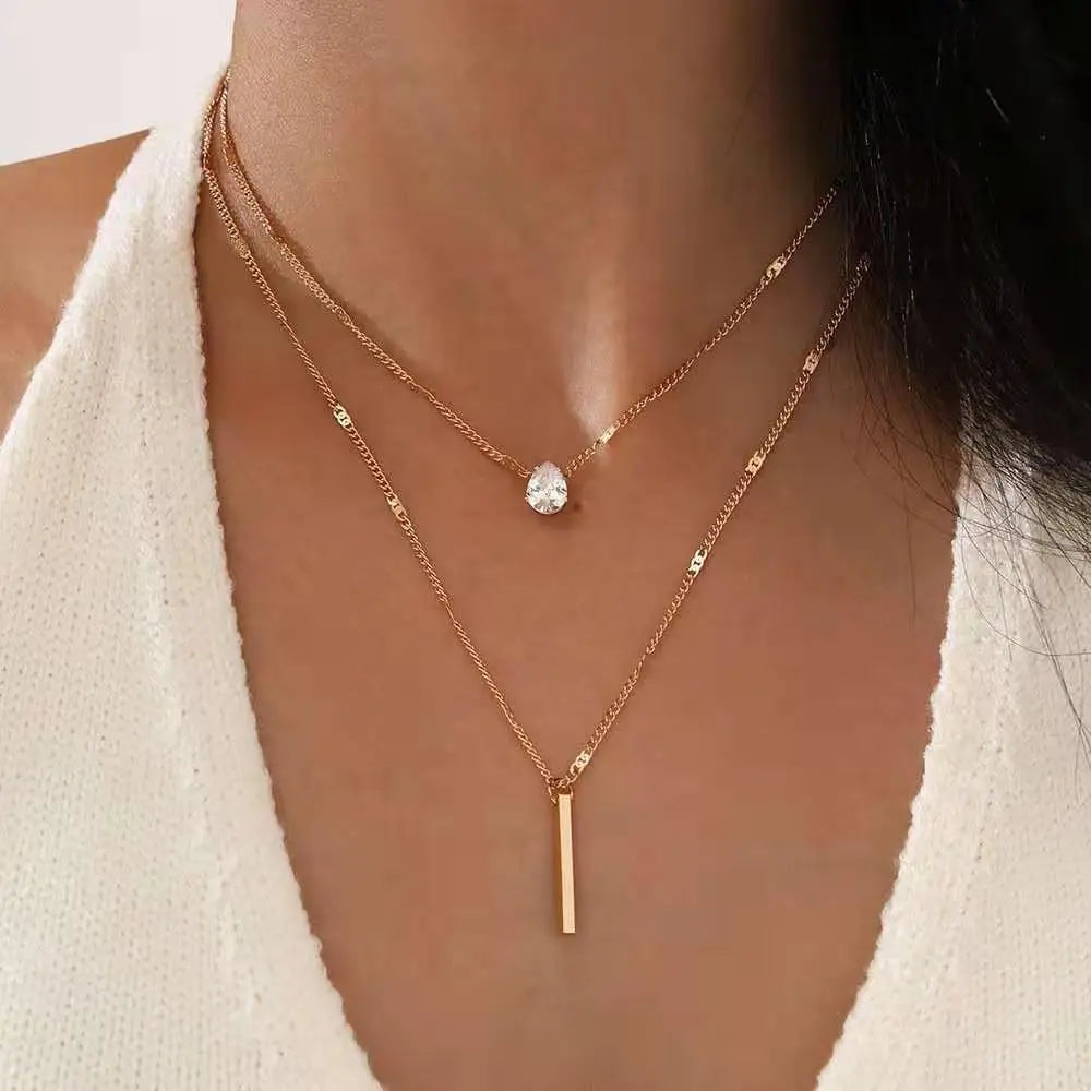 Double Drop Pendant Necklace