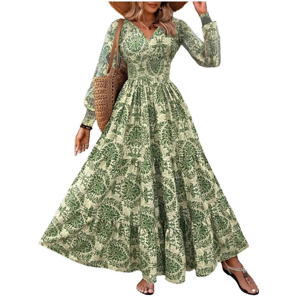 Women's Floral V-Neck Maxi Dress