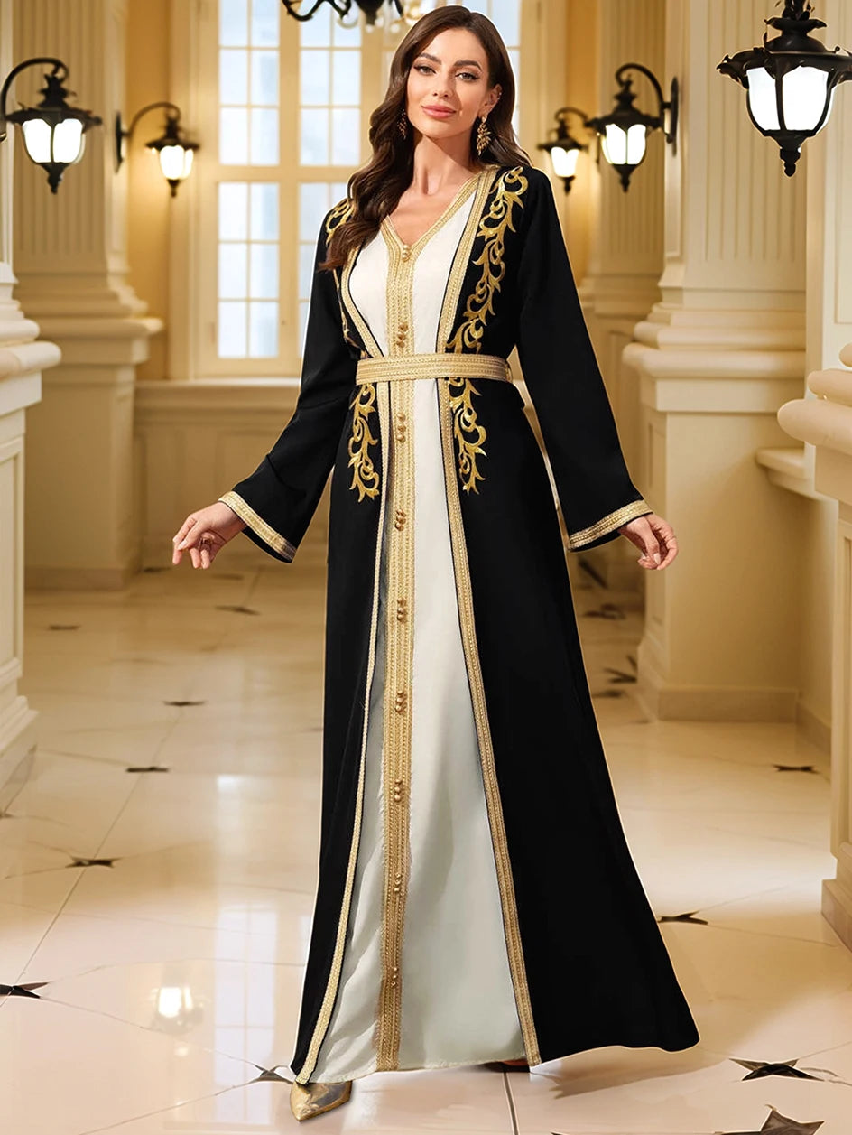 Gold Embroidered Islamic Maxi Dress