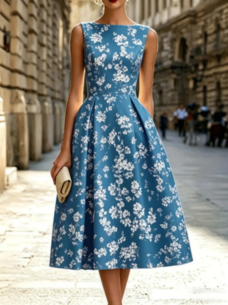 French-Inspired Floral Midi Dress