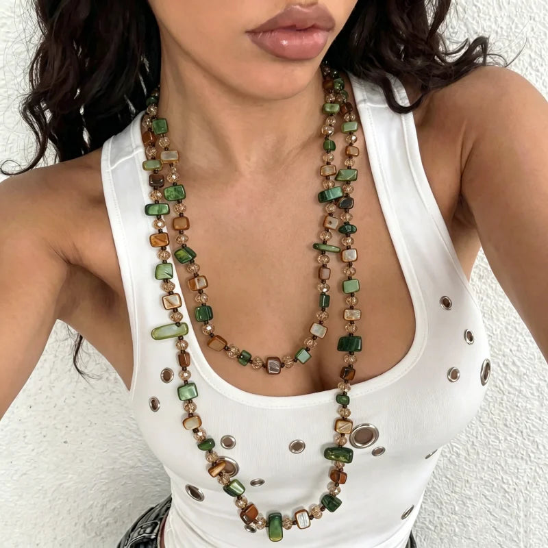Natural Stone Layered Necklace