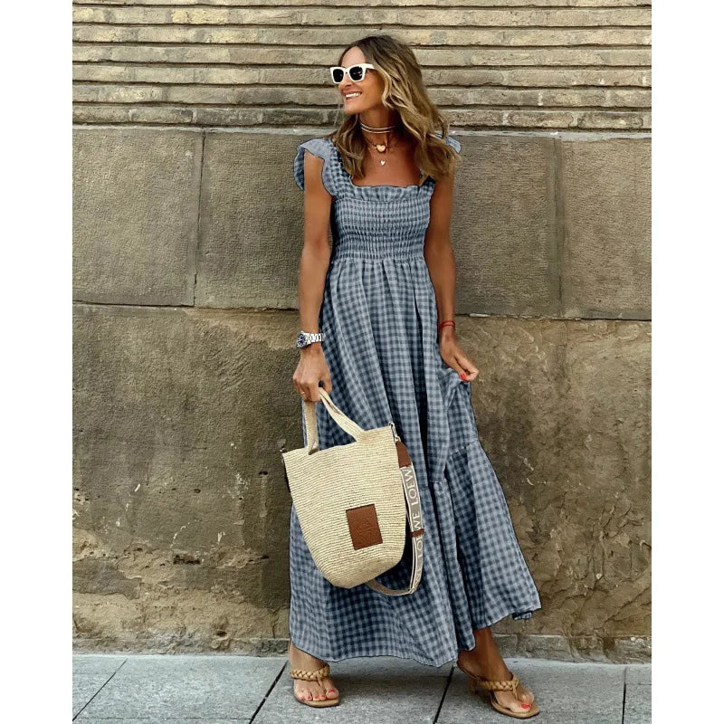 Summer Pleated Swing Maxi Dress