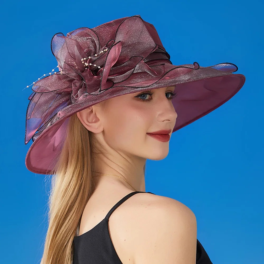 Solid Color Flowers Women Derby Hat