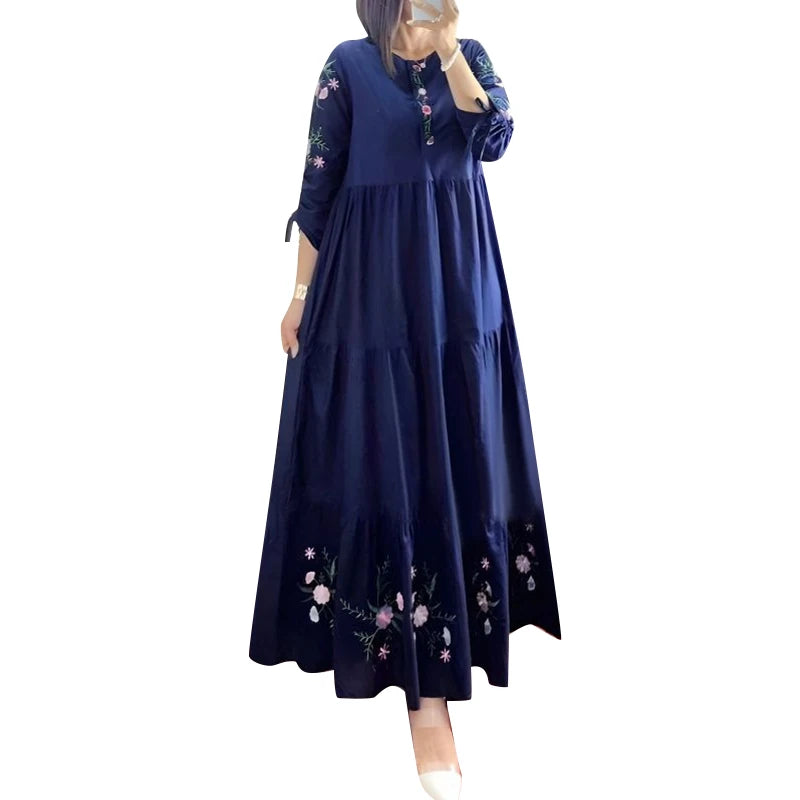 Women's Floral Abaya-Inspired Maxi Dress