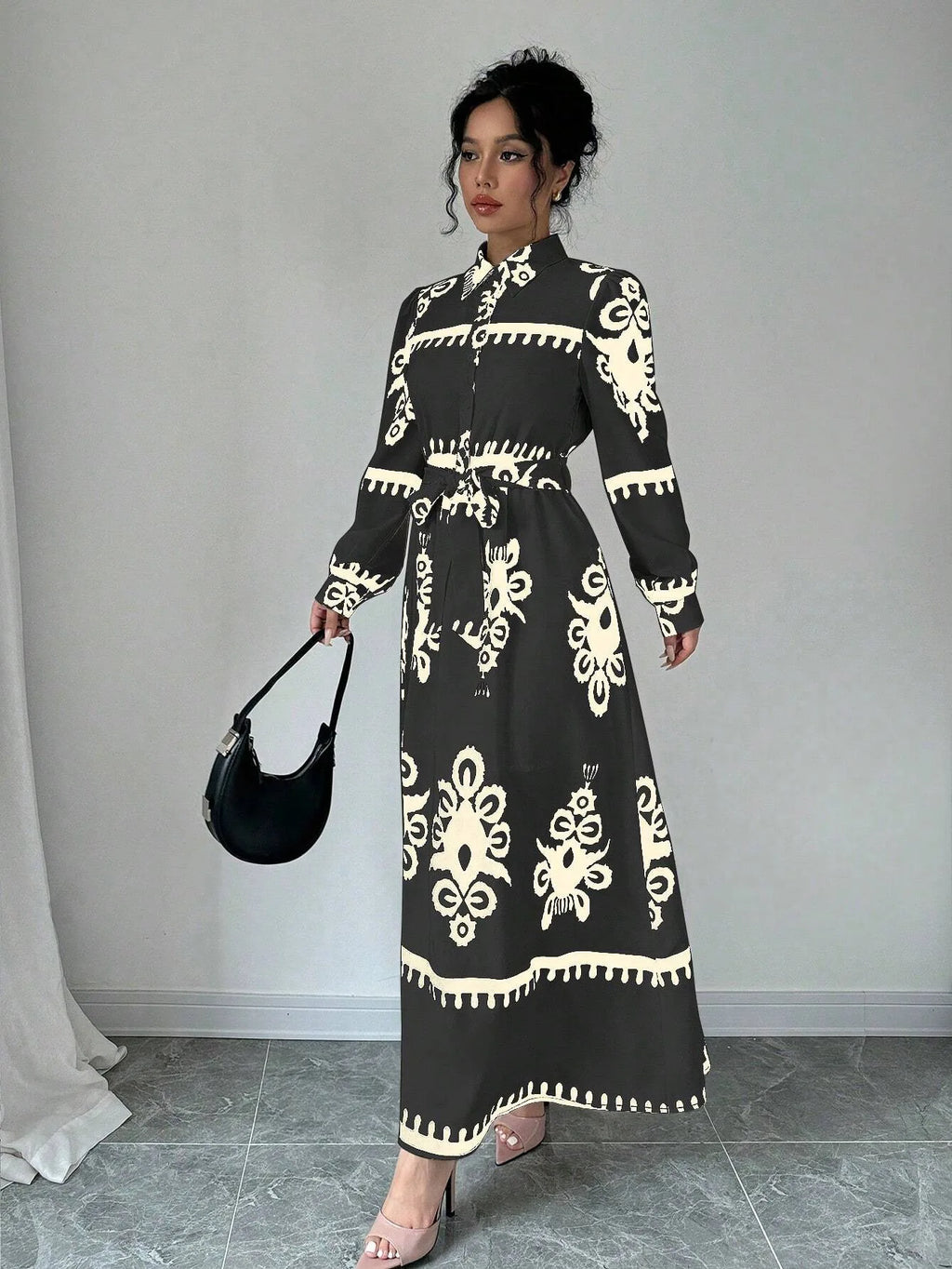 Printed Ankle-Length Maxi Dress