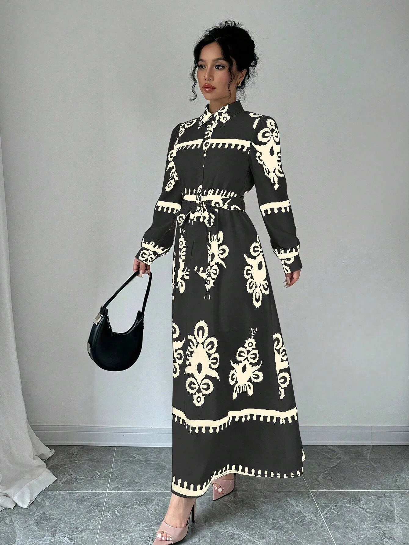 Printed Ankle-Length Maxi Dress