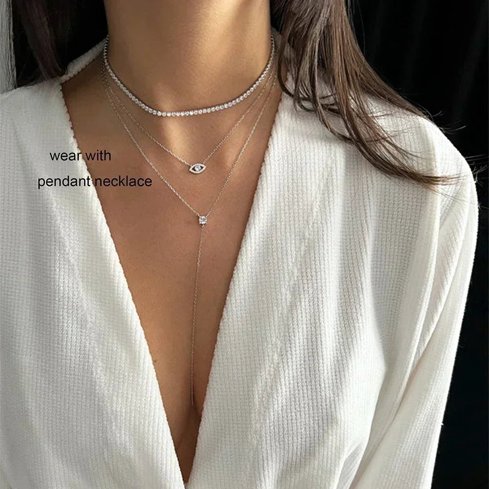 Diamond-Look Tennis Necklace