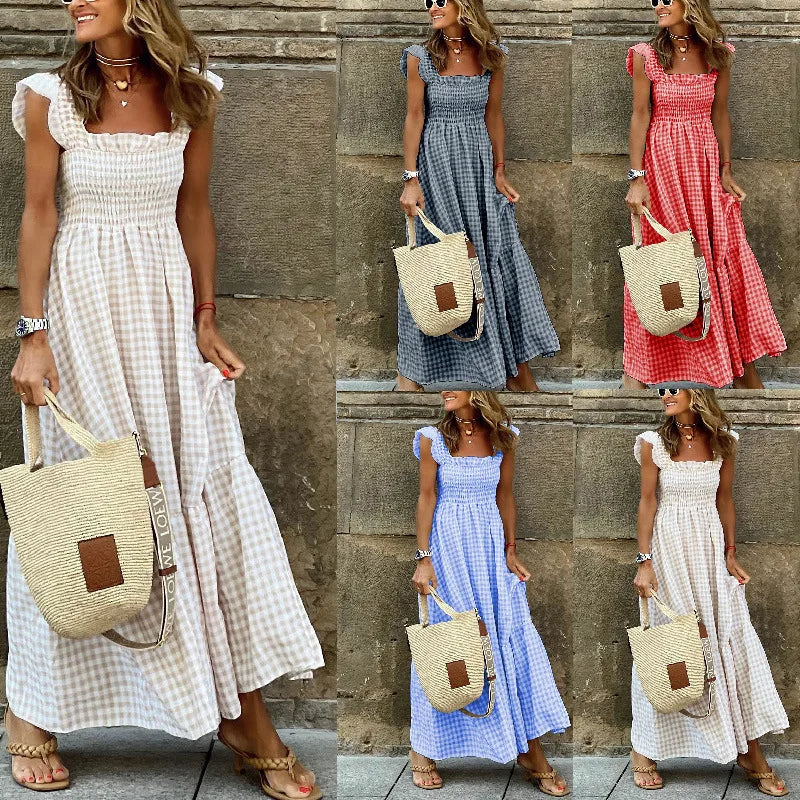Summer Pleated Swing Maxi Dress