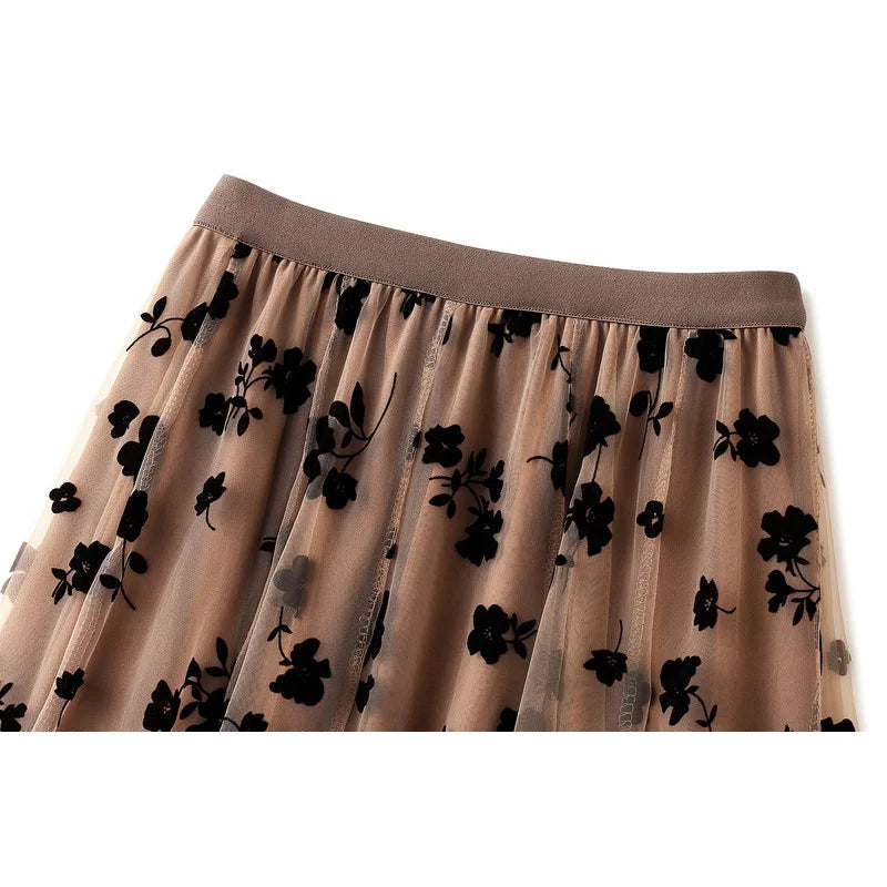 High-Waisted Mesh Skirt