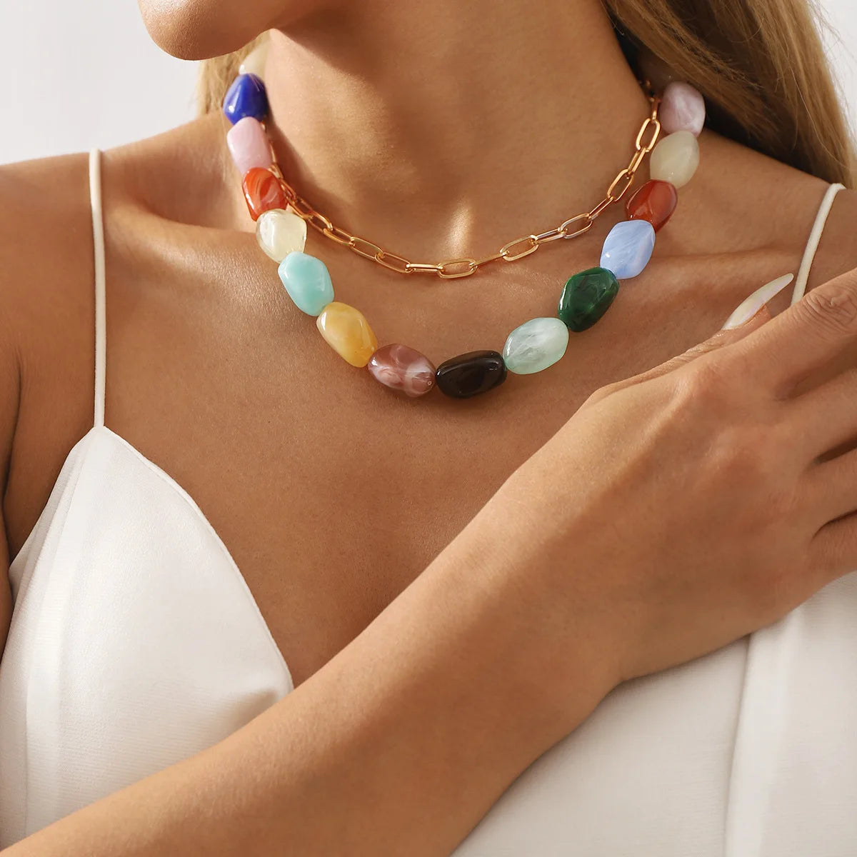 Colorful Gem Bead Necklace