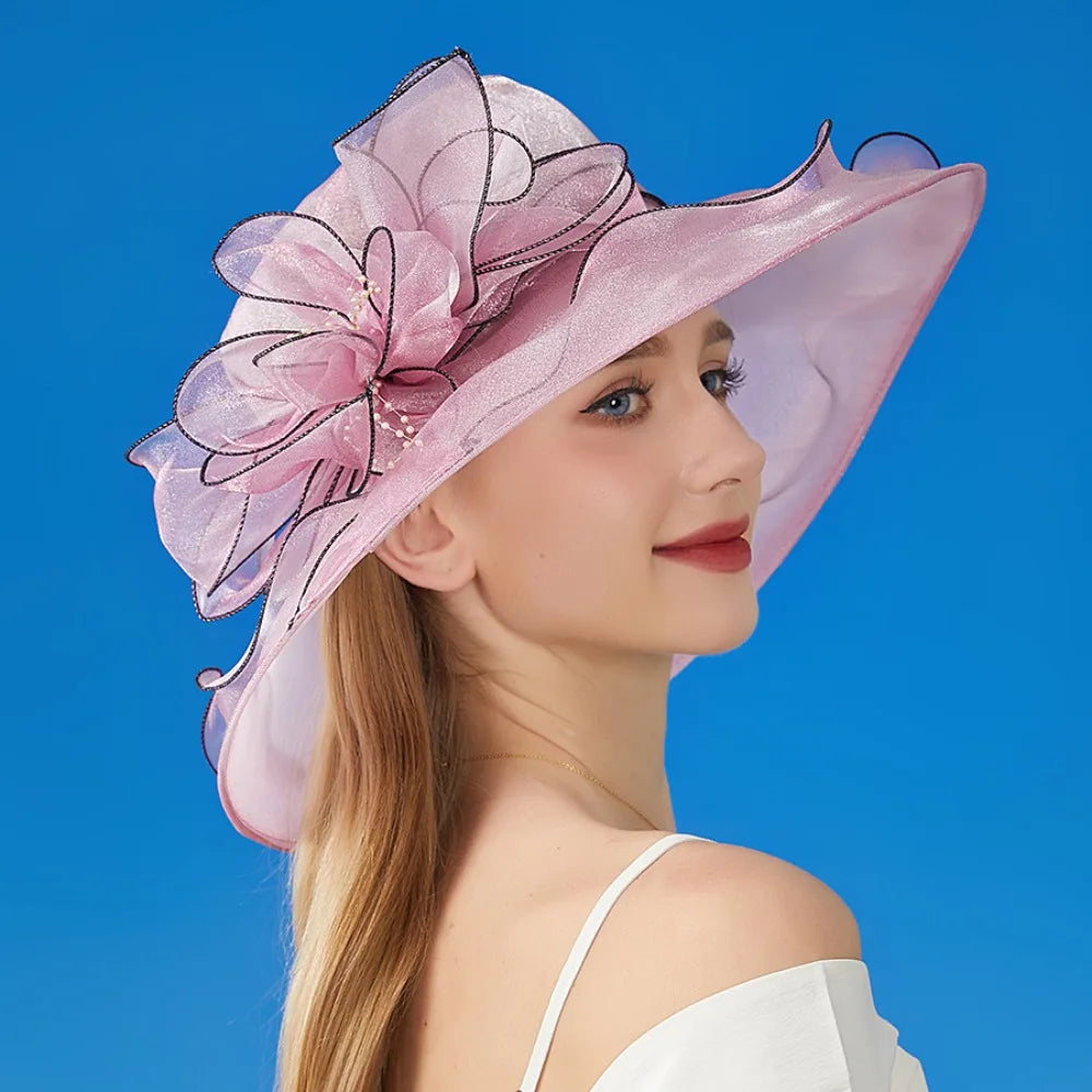 Solid Color Flowers Women Derby Hat