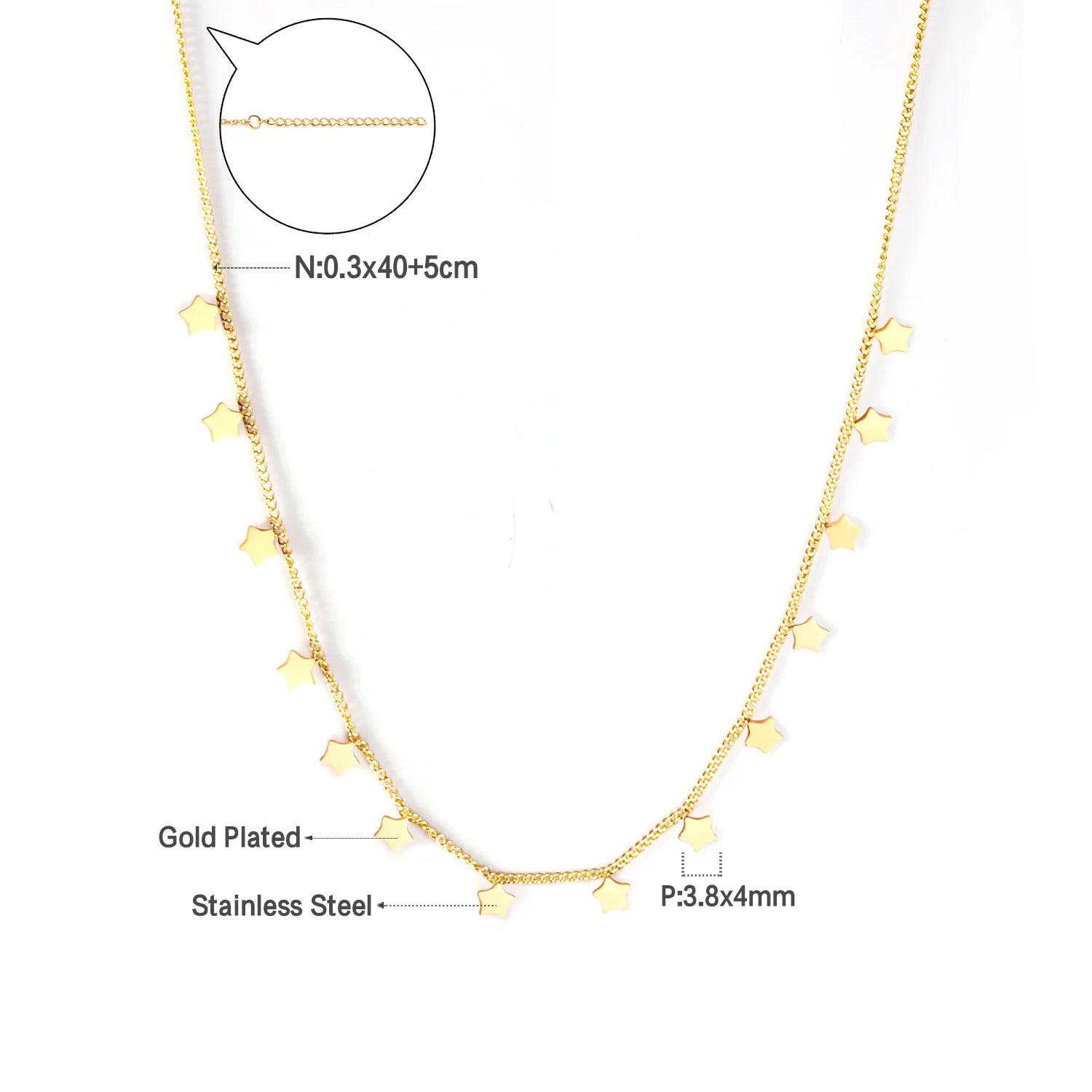 Golden Star Heart Necklace